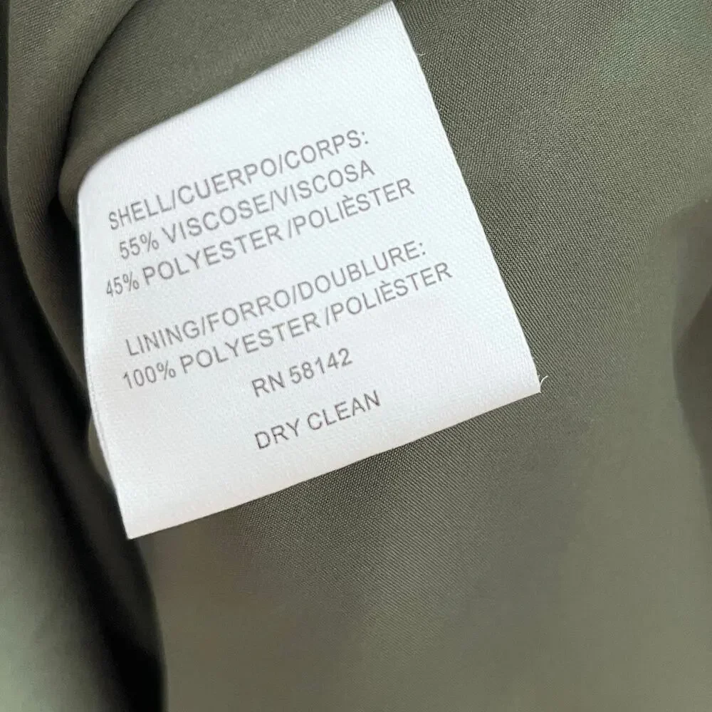 Gal Meets Glam Olive Green Faux Wrap Tie Waist Mini Dress Long Sleeve US 2 - Picture 10 of 10